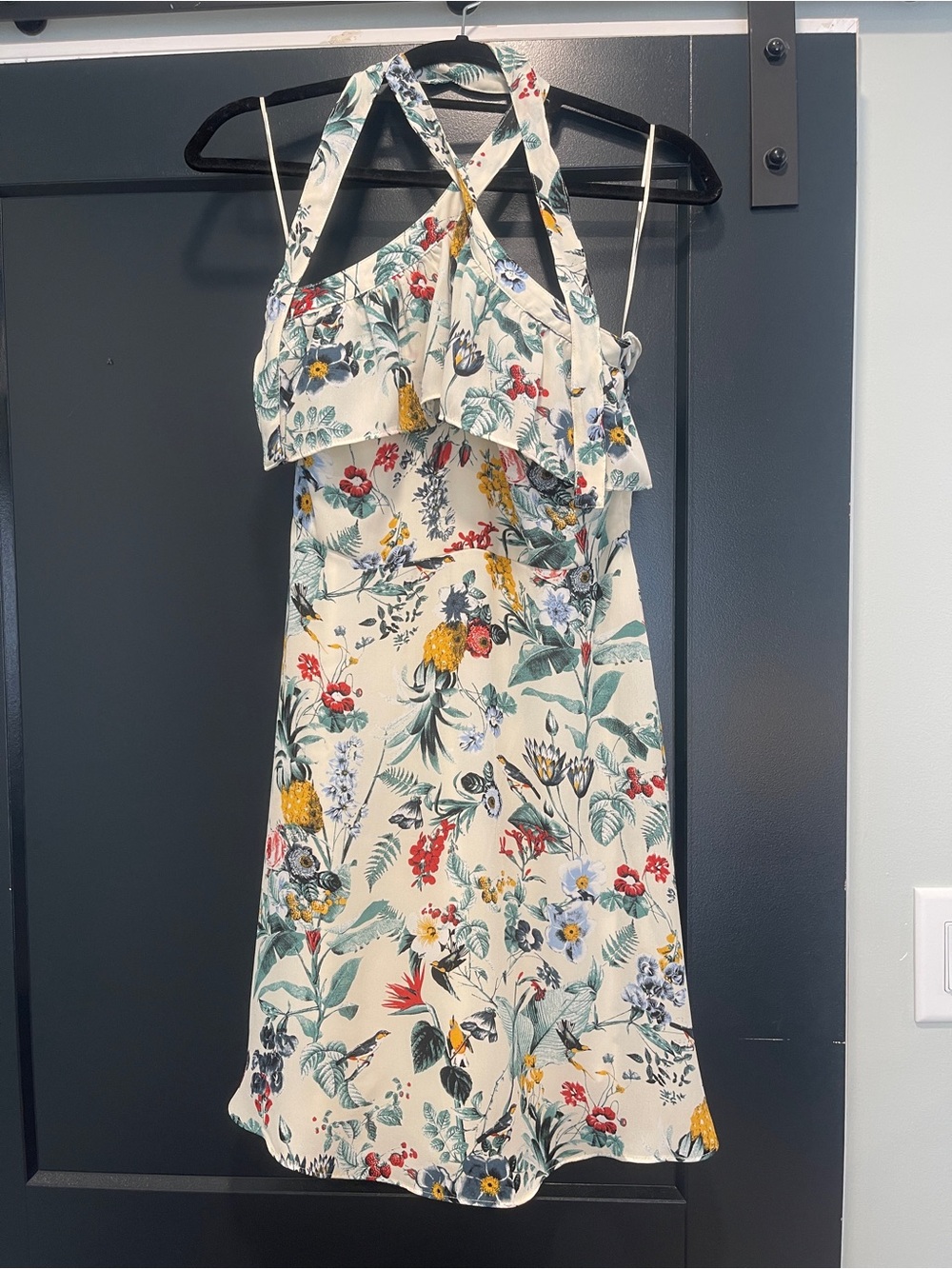 Banana Republic Floral Halter Sundress in Cream with Multicolor Botanical Print